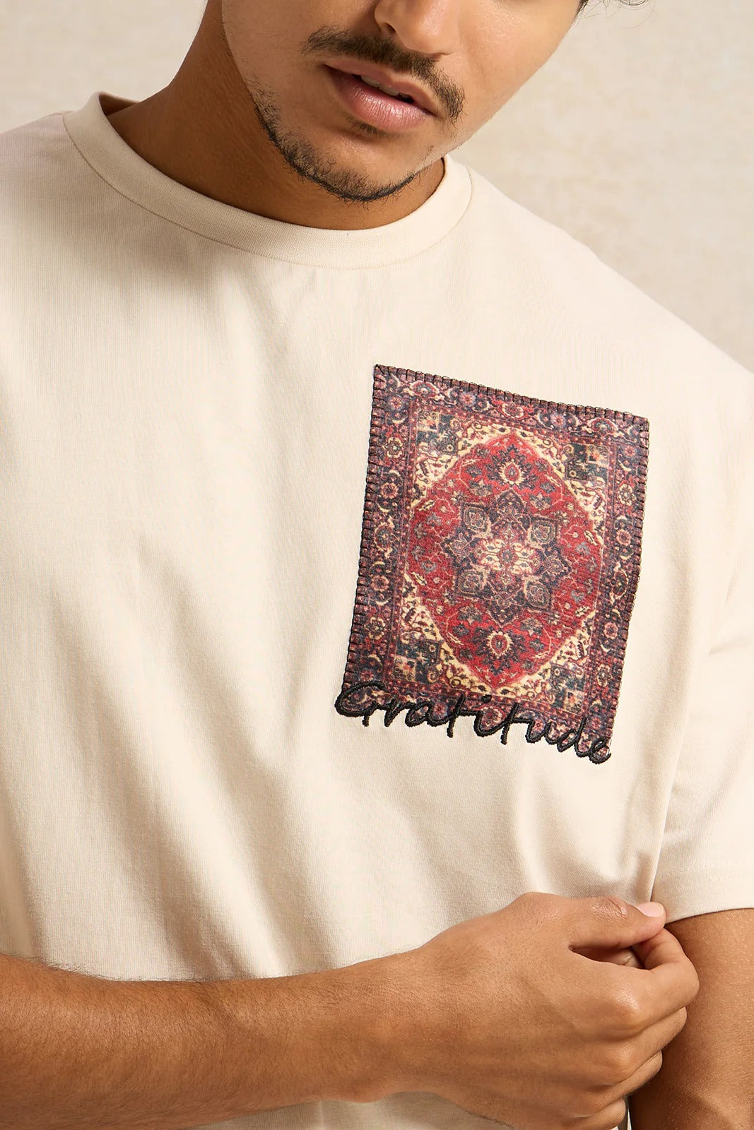 Men Beige Printed T-Shirt