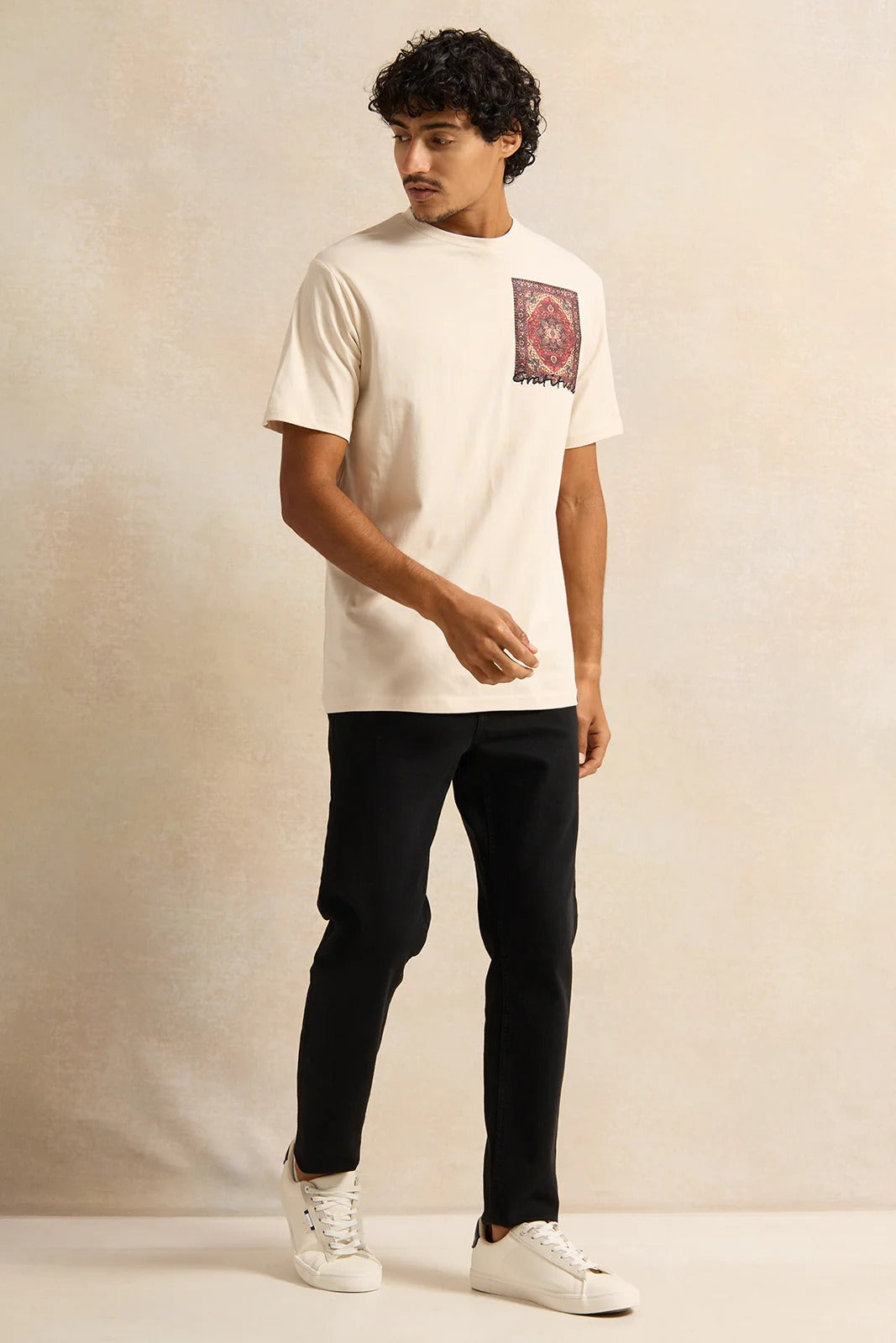 Men Beige Printed T-Shirt